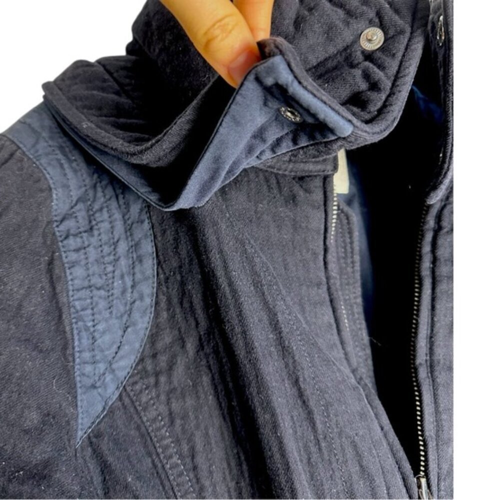 RARE Vintage 90s Diesel women’s moto cotton denim blue quilt parka coat jacket S - Picture 10 of 13